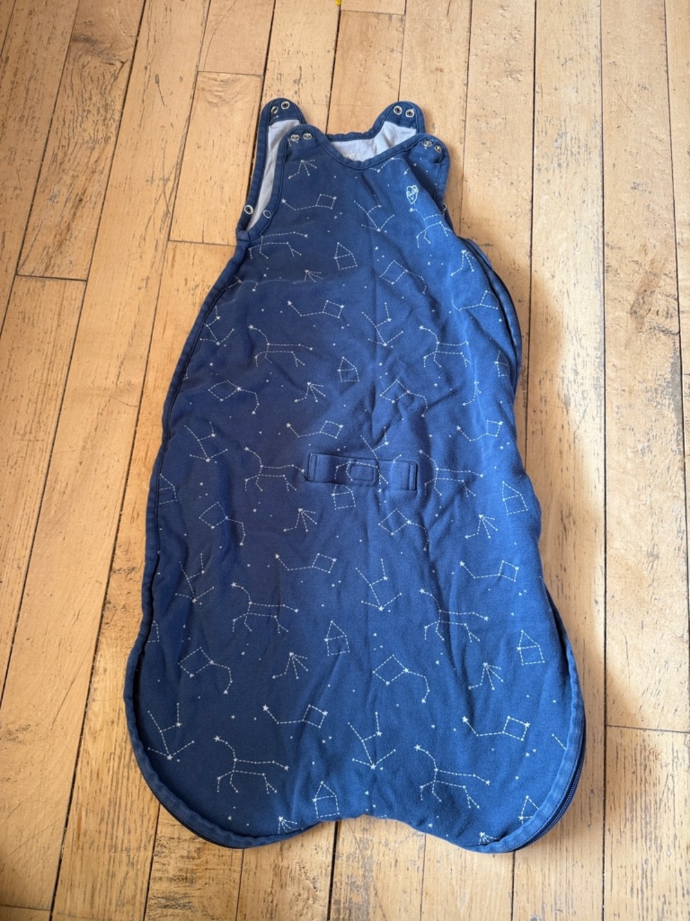 Woolino Baby Romper in Navy and Light Gray - 12-24 Months